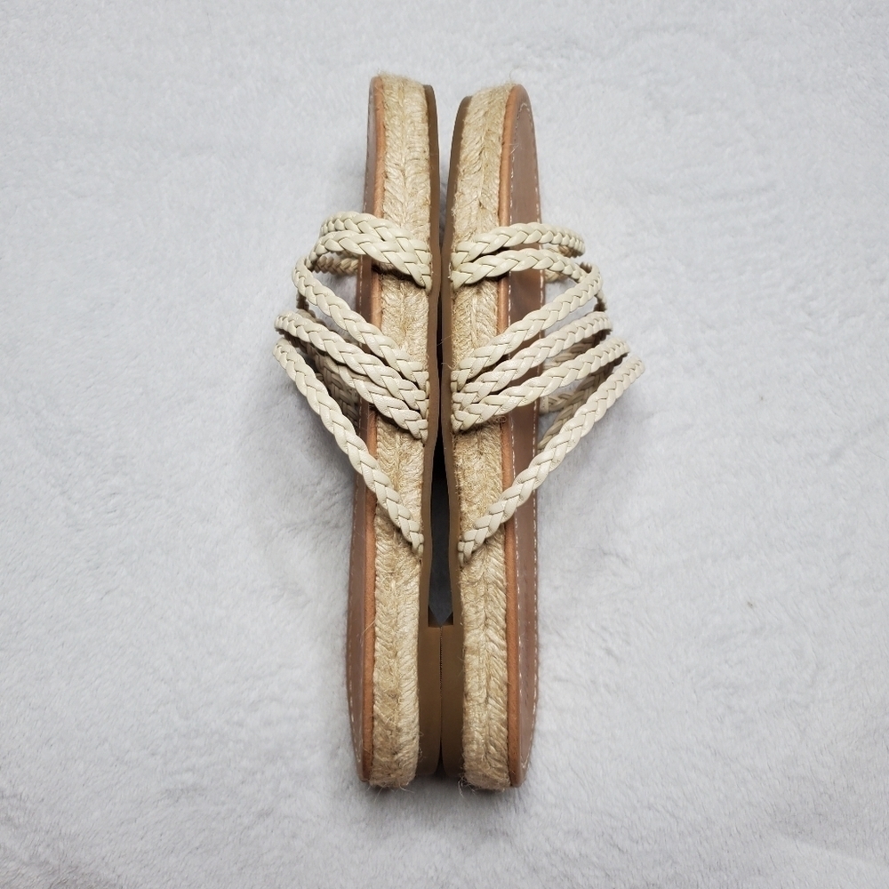 Madewell Kathryn Brown Leather Strappy Braided Woven Espadrille Slide Sandals - Picture 7 of 10